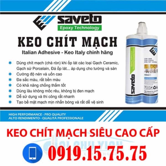 Keo chít mạch Saveto – Keo chít mạch cao cấp nhập khẩu Italia. Lh 0931.888.789